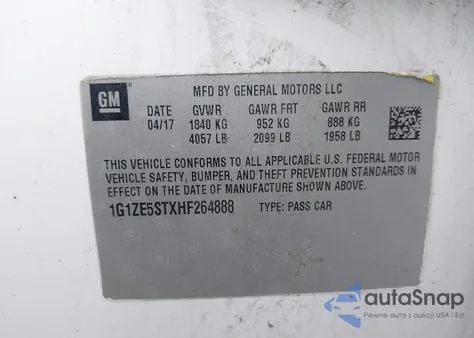 2017 Chevrolet Malibu 1Lt from USA, damaged, VIN 1G1ZE5STXHF264888